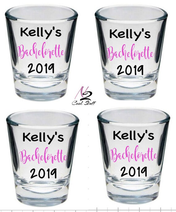 1898 Bachelorette Party Shot Glasses Bachelorette Favor Custom Shot Glasses DoubleSided Shot