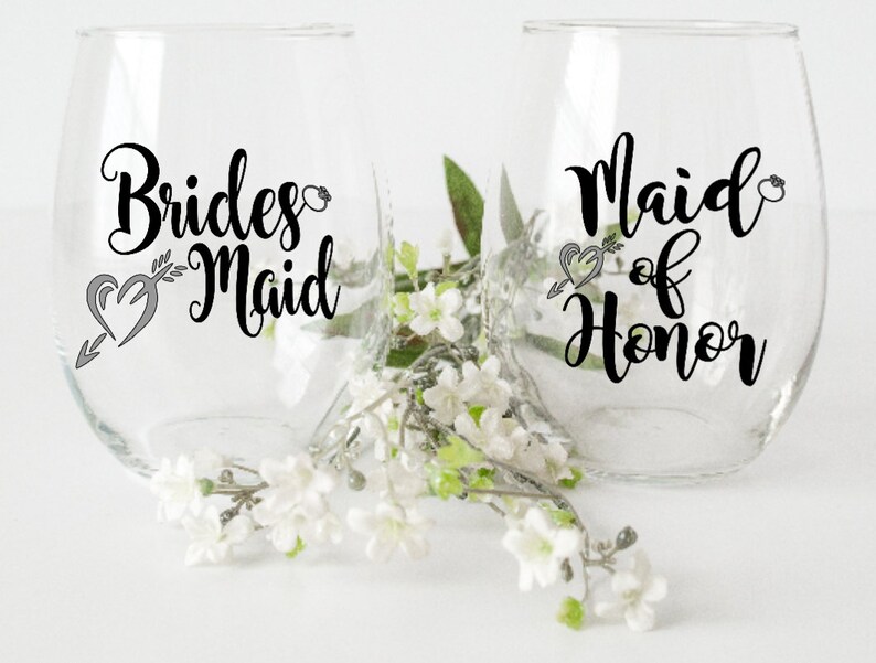 Bridesmaid Gift Vinyl Decal Wine Glass Decal Wedding Decal Etsy