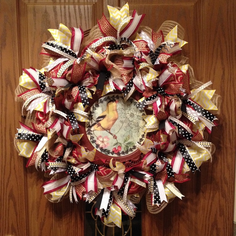 Elegant Wreath Fancy Bird Wreath Year Round Wreath Burlap Wreath
