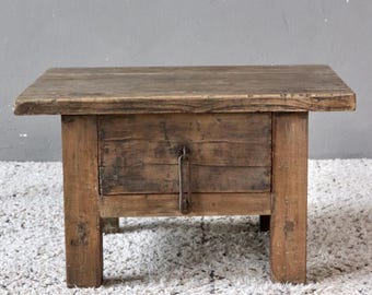 Antique Chinese Side Table, Rustic Patina Mini-Commode, Shanxi Province