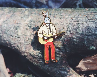 21 Rabbit guitar pin / enamel pin / badge