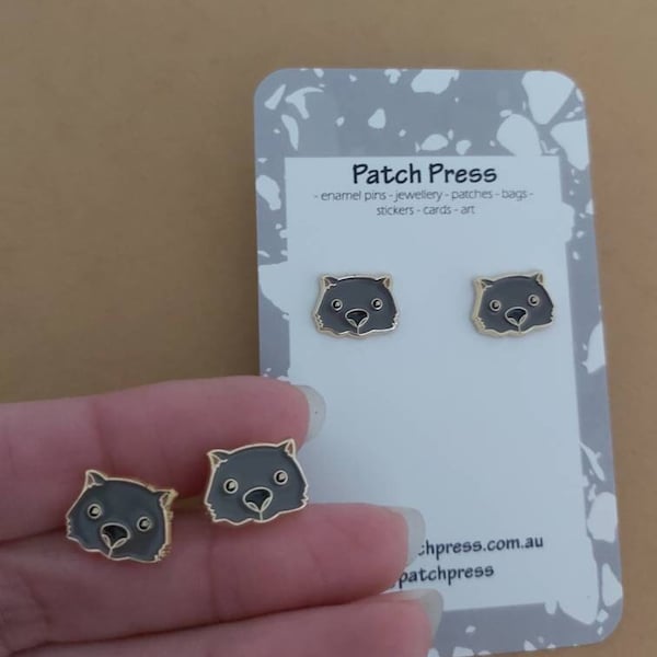 Wombat enamel stud earrings