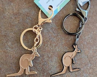 Kangaroo Enamel Keychain - keyring, bag charm