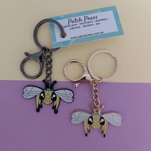 Native Bee Enamel Keychain - keyring, bag charm, stocking filler
