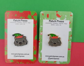 Festive Elf Wombat - Xmas Enamel Lapel Pin Badge