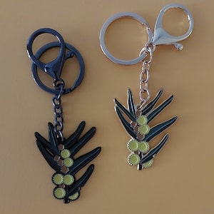 Wattle Acacia Enamel Keychain V2 - keyring, bag charm, stocking filler