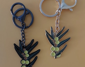 Wattle Acacia Enamel Keychain V2 - keyring, bag charm, stocking filler