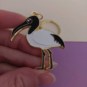 Ibis Bird Enamel Keychain - keyring, bag charm