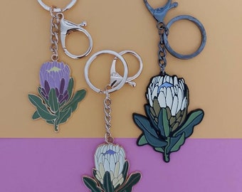 Protea Enamel Keychain - keyring, bag charm, stocking filler