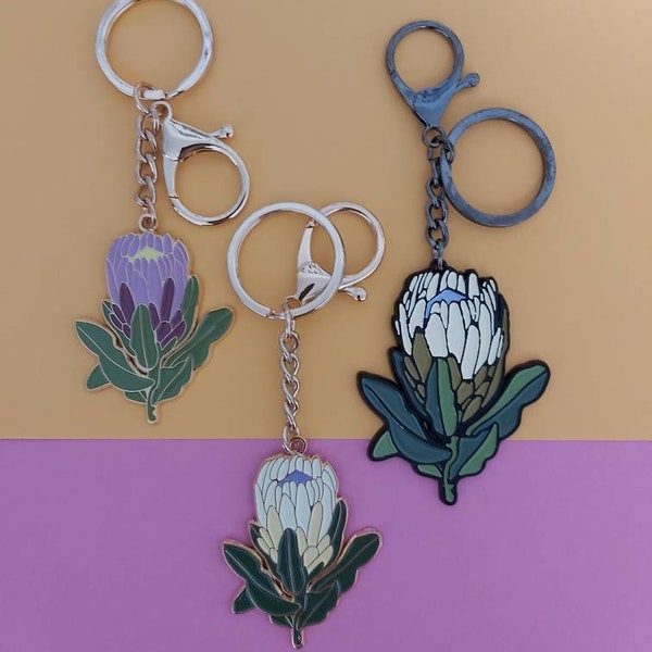 Protea Enamel Keychain - keyring, bag charm, stocking filler