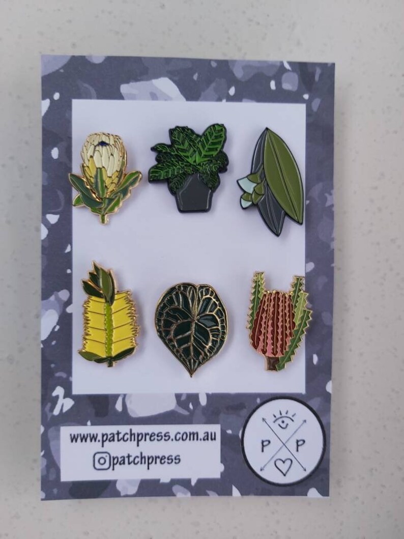 Enamel pins set of 6 plant pin pack | Etsy