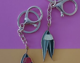 Eucalyptus Enamel Keychain - keyring, bag charm, stocking filler