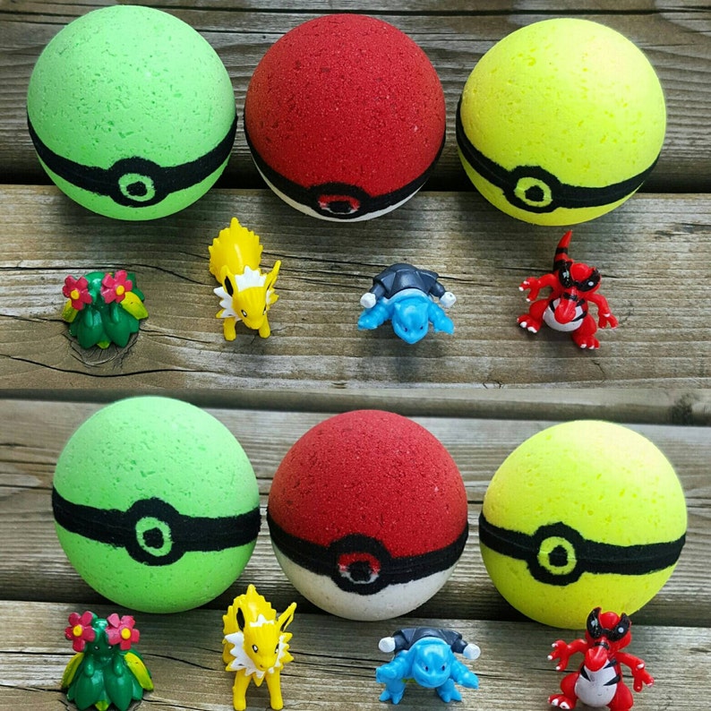 Kids Pokemon Surprise Toy Bath Bomb Pokeball Bath Bomb | Etsy