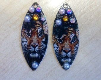 handmade creation Enamelled Raw Brass Marquise Charms