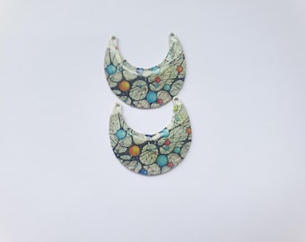 Handmade gold-tone metal moon charm for crafting
