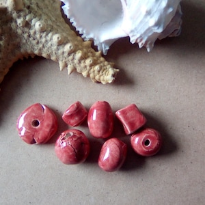 handmade enamelled ceramic beads - different forms