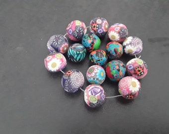 Set of 16 polymer clay beads - clearance