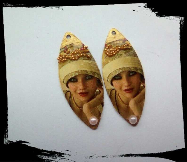 handmade creation Enamelled Raw Brass Marquise Charms