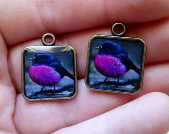 pair of charms for DIY project - bird picture