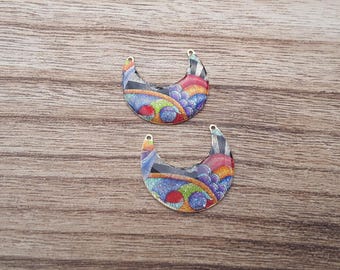 artisanal gold metal moon charm for creation