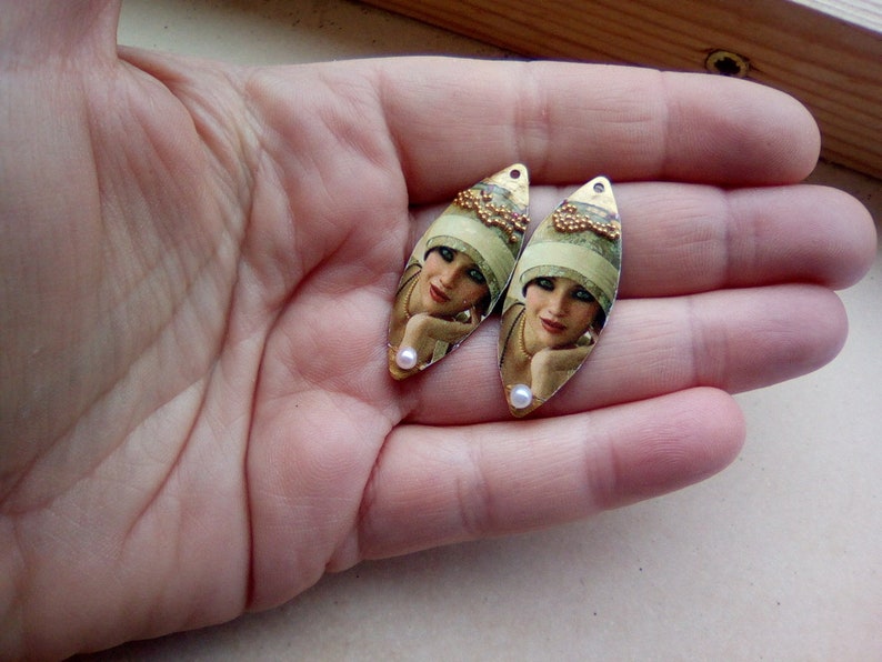 handmade creation Enamelled Raw Brass Marquise Charms
