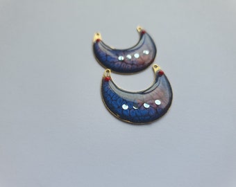Handmade gold-tone metal moon charm for crafting