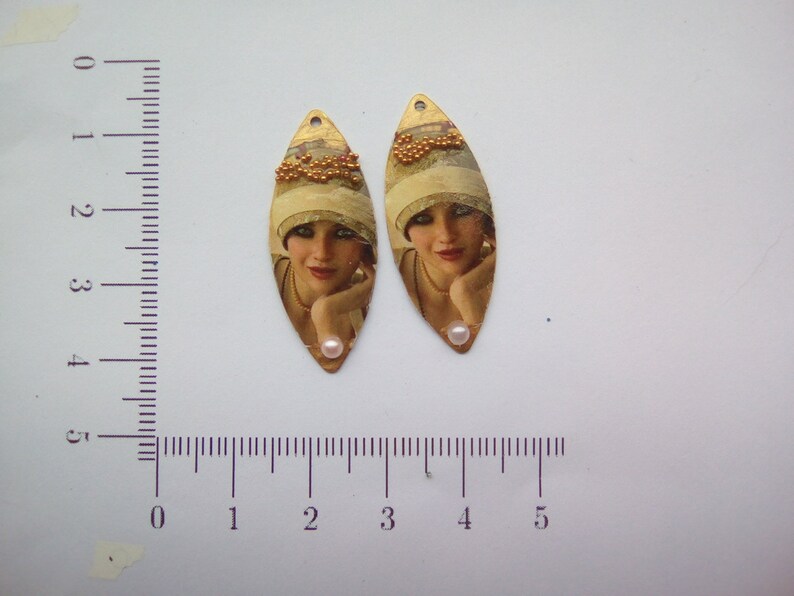handmade creation Enamelled Raw Brass Marquise Charms