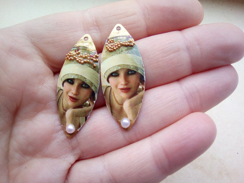 handmade creation Enamelled Raw Brass Marquise Charms