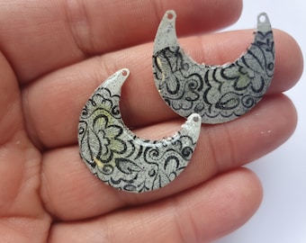 Handmade gold-tone metal moon charm for crafting