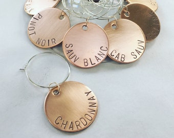 copper wine glass charms, 10 rose gold wine charms, wine lover charms