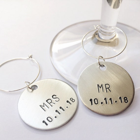 Mr And Mrs Silver Wedding Wine Glass Charms Mrs Silver Wedding Wine Glass Charms