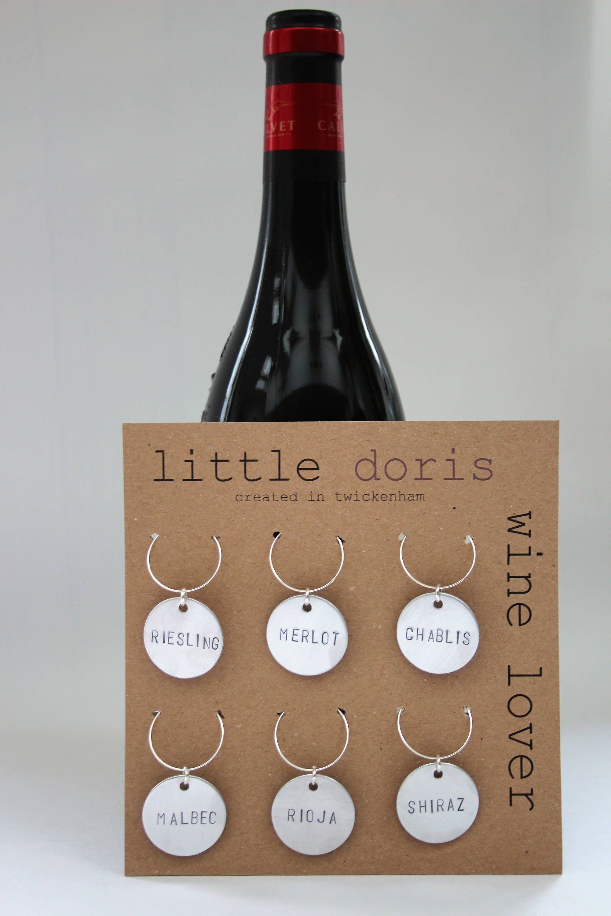 wine lover hand stamped wine charms gift for him hostess Etsy