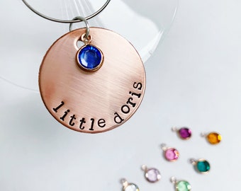 Personalised wine charm with crystal