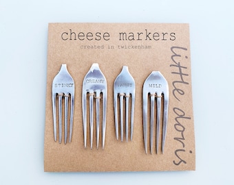 Cheese markers, vintage and silver plated cheese forks