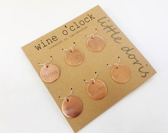 rose gold copper wine charms, funny wine glass charms