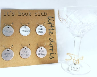book club wine glass charms
