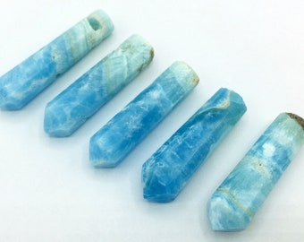 5 Blue Aragonite Crystal Points, Raw Stone Obelisk@J703