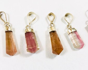 Sterling Silver Tourmaline Pendants, Crystal Jewelry, Set of 6@CS12