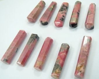 Rhodonite Crystal Points, Pink Gemstone Set (41-50mm), 10 Piece@AY165