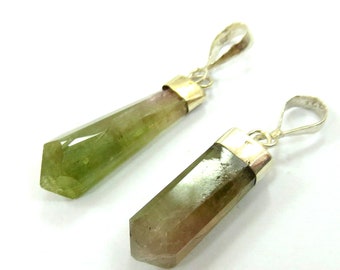 Tourmaline Pendants, 925 Sterling Silver, Crystal Charms (2 Piece)@AR64