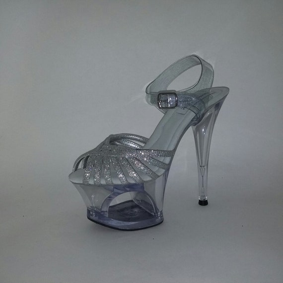 one inch silver heels