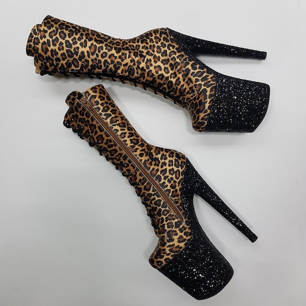 Pole Boots Vegan Boots Cheetah Boots Pole Dancing Boots Exotic Dancer Boots Custom Made Boots Custom Fit Boots Stripper Boots Sizes 4-14