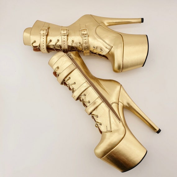 Gold Color Heels - Designer Golden High Heeled Shoes