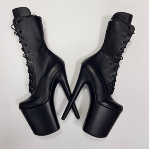 Pole Boots Black Leather Boots  Pole Dancing Boots Exotic Dancer Boots Custom Made Boots Custom Fit Boots Stripper Boots