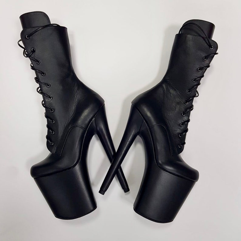 Pole Boots Black Leather Boots Pole Dancing Boots Exotic Etsy