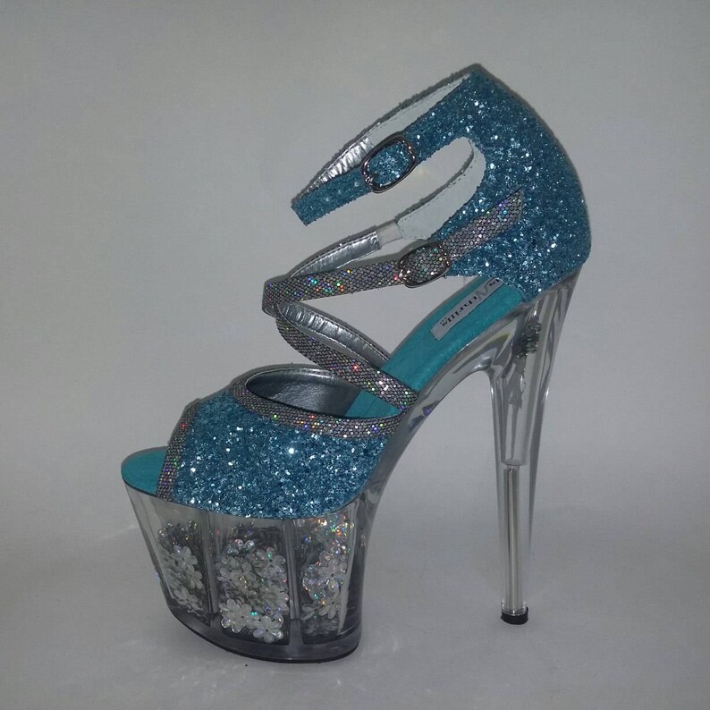 turquoise sparkly heels