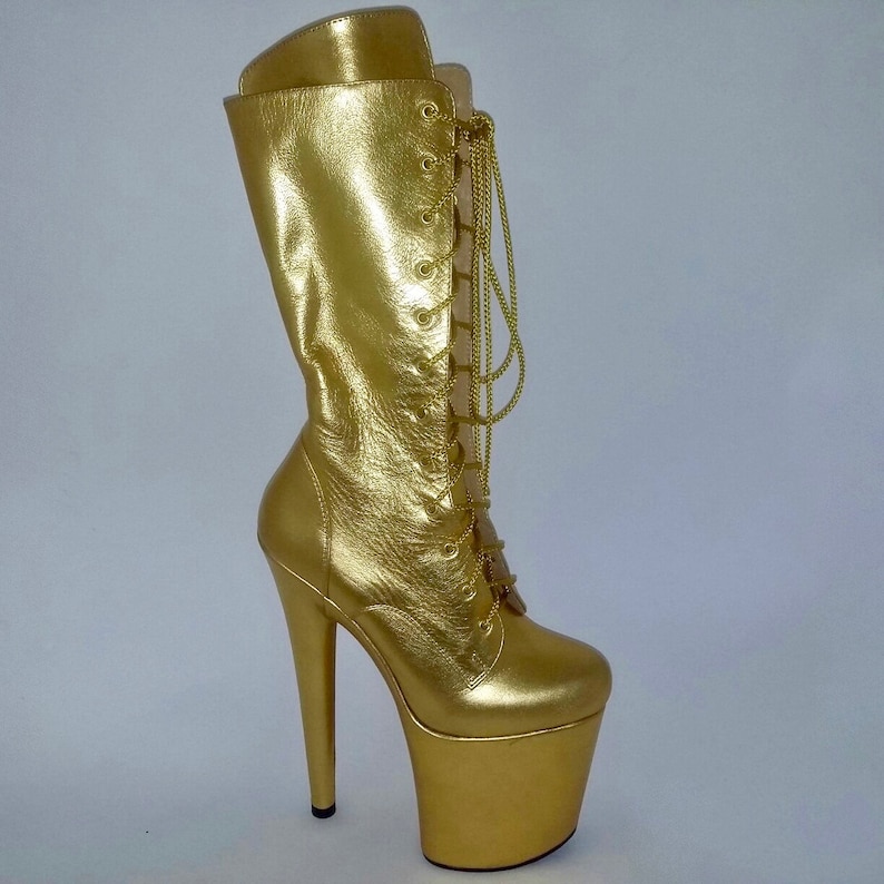 Pole Dancing Boots Pole Boots Pole Leather Boots Gold Leather Etsy
