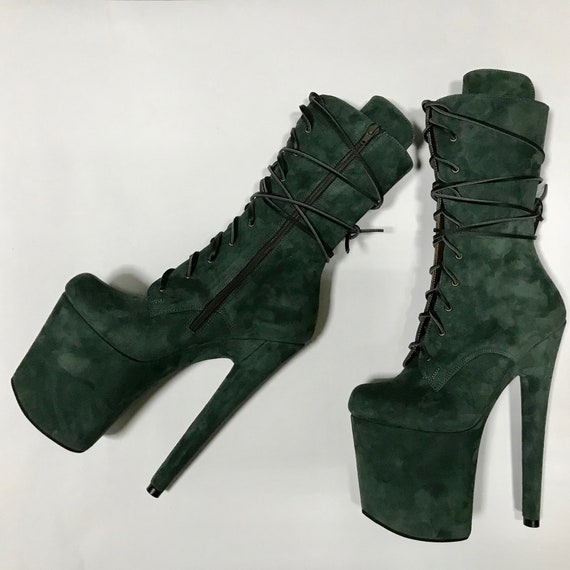 emerald green suede boots