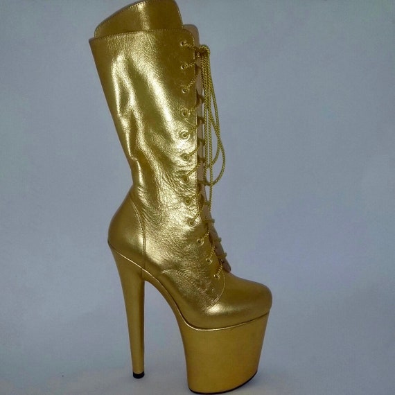 gold leather boots
