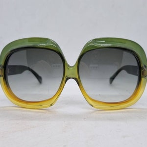 Vintage CHRISTIAN DIOR OVERSIZE sunglasses 70s yellow green optyl frame 1970s green lenses Sunglasses mint condition Made in Austria